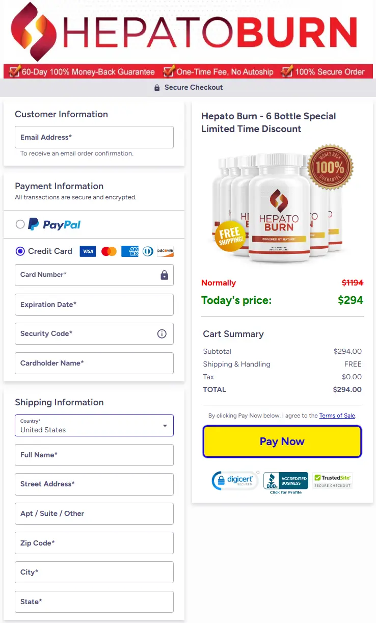 hepatoburn checkout page